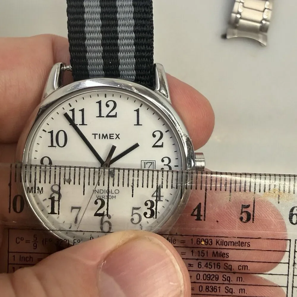 TIMEX Men's TW2P81300 Easy Reader Indiglo White Dial 38mm 2 Bands EUC